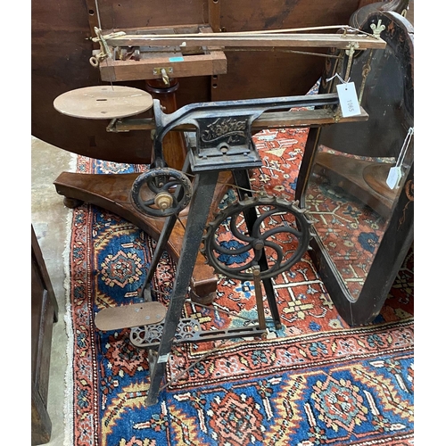 1065 - An early 20th century Hobbies treadle fret saw, height 92cm