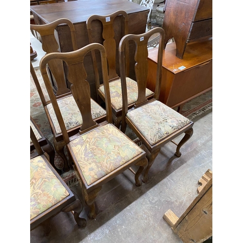 1104 - A set of eight early 20th century Queen Anne style mahogany dining chairs, one with arms