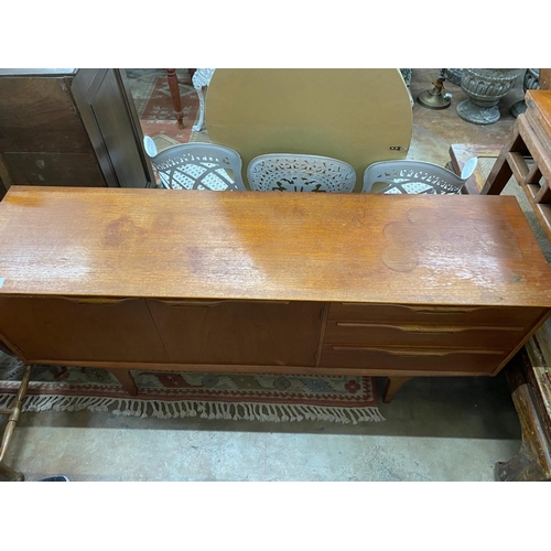 1106 - A mid century teak sideboard, length 168cm, depth 45cm, height 74cm