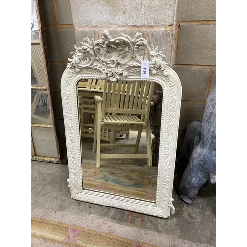 1130 - A 19th century French wall mirror, later painted white, width 59cm, height 95cm