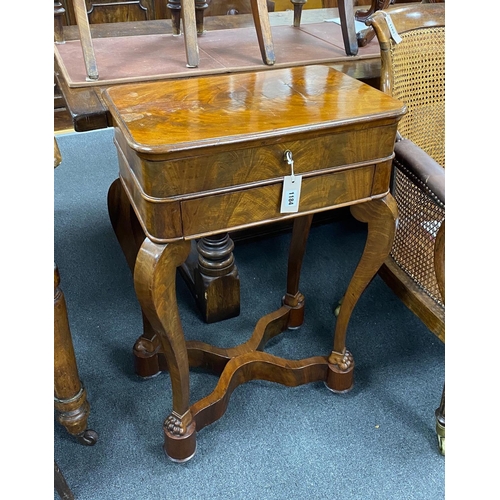 1184 - A 19th century French mahogany work table, width 52cm, depth 35cm, height 82cm