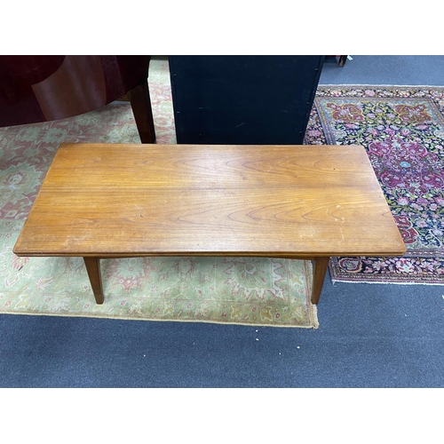 1190 - A Danish rectangular teak metamorphic coffee / dining table by Niels Bach, smallest dimensions width... 