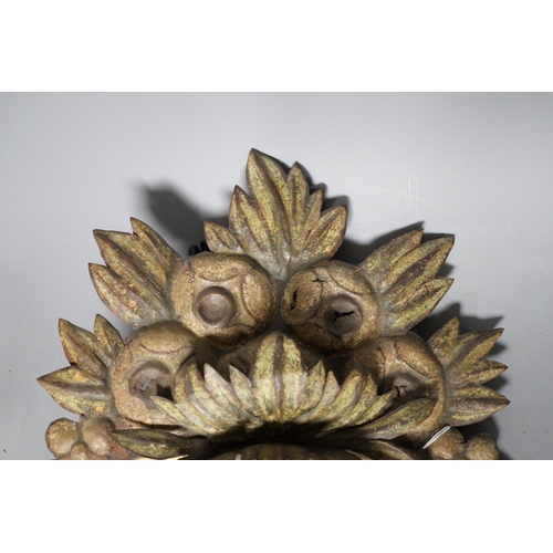 1251 - A painted embossed iron flower basket ornament