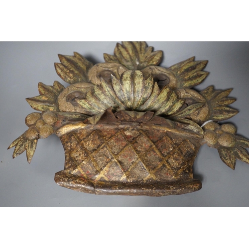 1251 - A painted embossed iron flower basket ornament