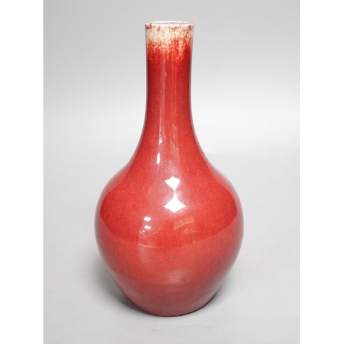 1260 - An 18th century Chinese Langyao sang-de-boeuf glazed bottle vase, 20cm