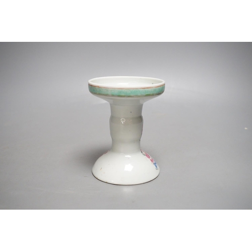 1272 - A 19th century Chinese famille rose candlestick or joss stick stand, 11.5cm