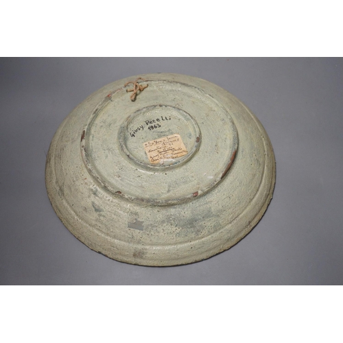 1291 - Giusy Petelli, art pottery dish, 116/4, Milano, 1963, 30cm diameter