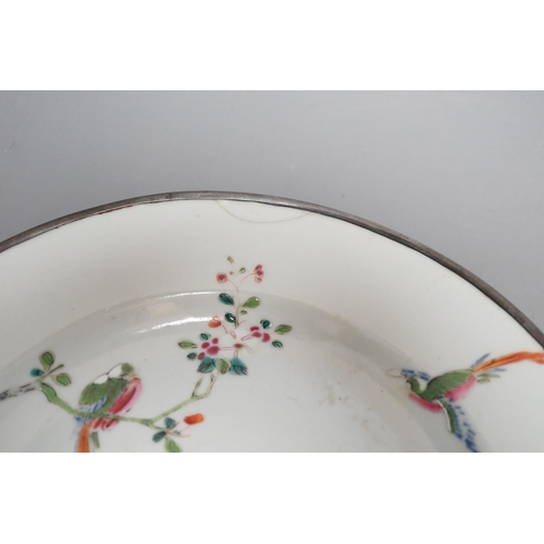 1299 - A pair of Chinese Qianlong famille rose plates, damage , 23cm diameter