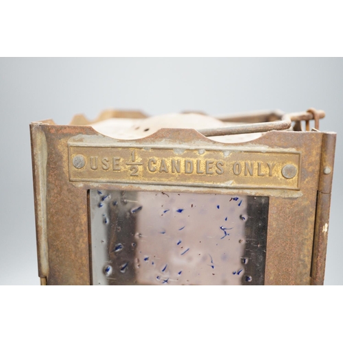 1304 - A rare WWI folding trench lantern by Parkinson and W.S. Cowan Ltd, dated 1916, 32cm