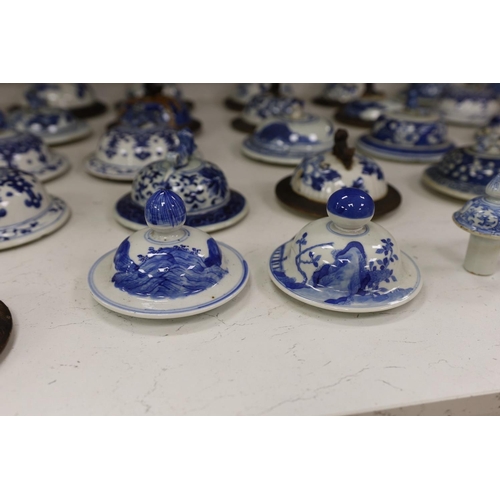 1339 - Thirty-seven 18th/19th century Chinese blue and white porcelain covers, 17cm diameterProvenance - D.... 