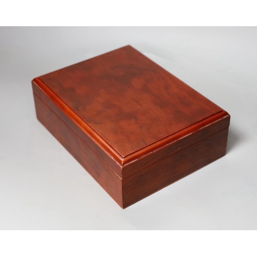 1346 - A mahogany humidifer and Dunhill leather cigar case