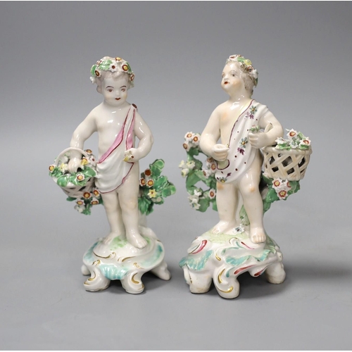 1349 - A pair of late 18th century Derby putti,13 cms high,