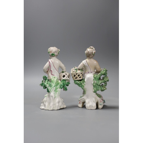 1349 - A pair of late 18th century Derby putti,13 cms high,