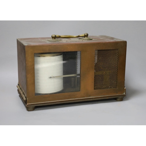 1358 - A copper cased barograph by Short & Mason, 26cm wide