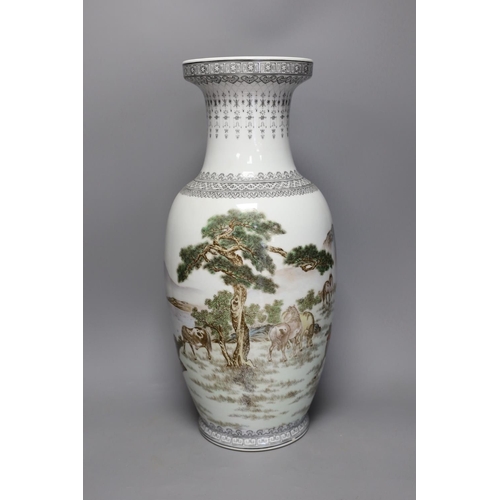 1366 - A Chinese baluster eight horses vase,47 cms high,