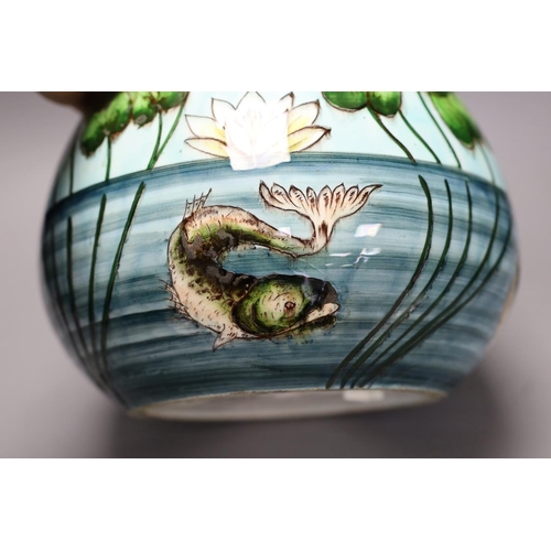 1367 - A Julius Dressler two handle lily pond pottery vase, 36cm high