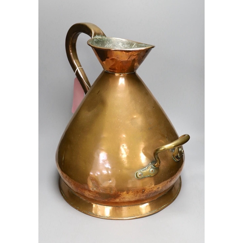 1370 - A Victorian copper conical four gallon haystack measure, 44cm tall