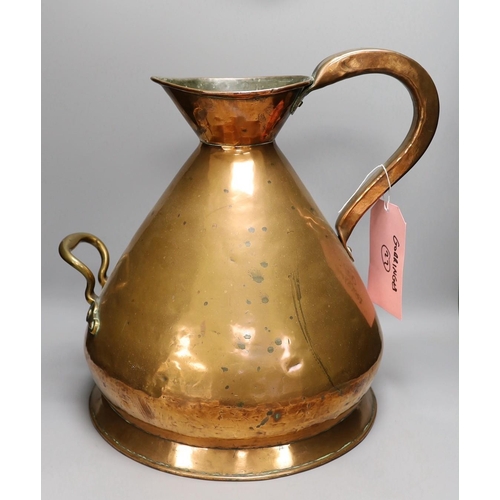 1370 - A Victorian copper conical four gallon haystack measure, 44cm tall