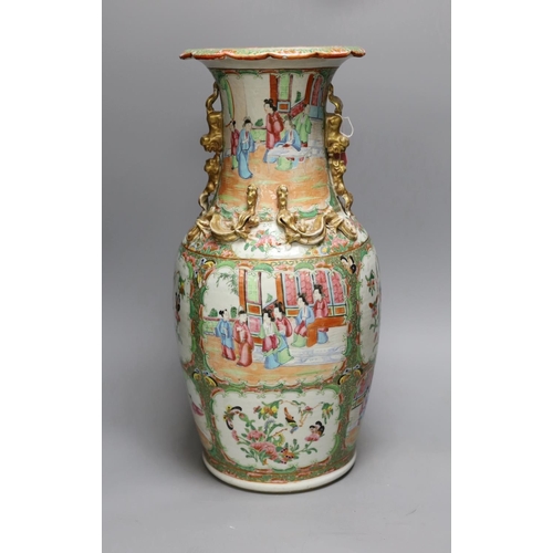 1371 - A 19th century Chinese Cantonese famille rose baluster vase, 44cm tall