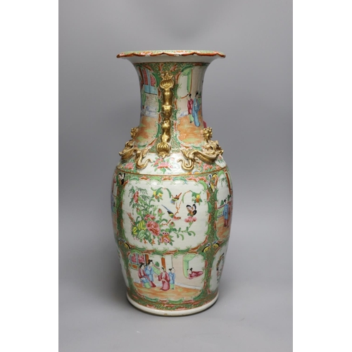 1371 - A 19th century Chinese Cantonese famille rose baluster vase, 44cm tall