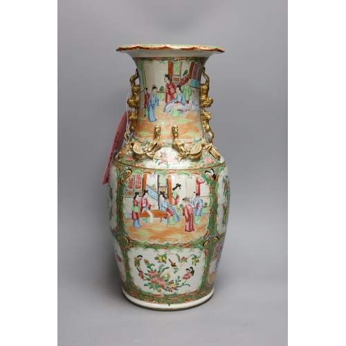 1371 - A 19th century Chinese Cantonese famille rose baluster vase, 44cm tall