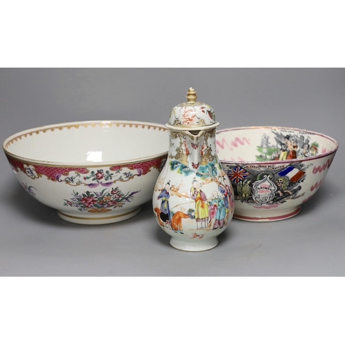 1391 - A Sunderland pink lustre sailor's bowl, marked Scott(?), together with a Paris porcelain  'one bowl ... 