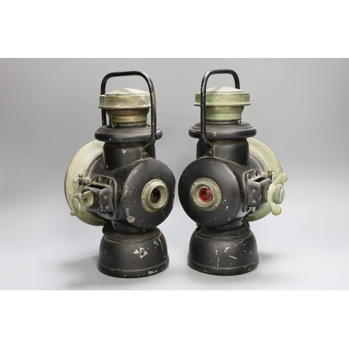 1393 - A pair of Powell & Hammer Birmingham automobile lamps, 26cm