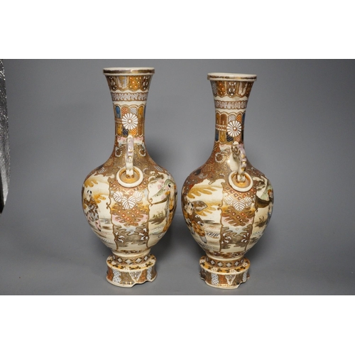 1406 - A pair of Japanese satsuma pottery vases, 30.5 cm high