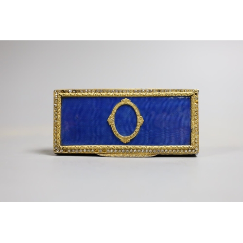 1427 - A 19th century decorative French blue enamel and paste box, 10.5cm wide