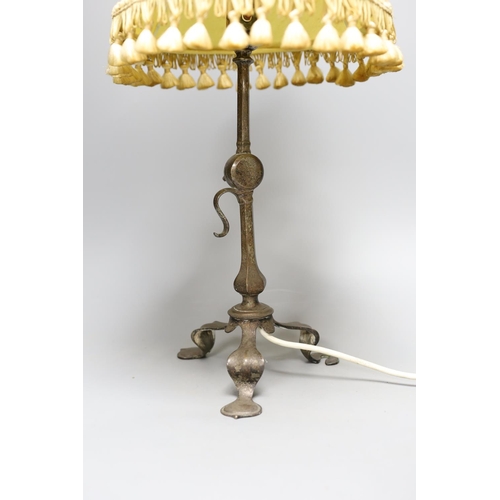 1462 - An Arts & Crafts style adjustable metal desk lamp,33.5 cms high,