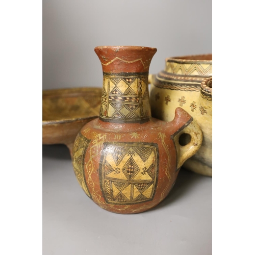 1463 - Three Berber pottery vessels, Algeria/Morocco, largest 32.5cm