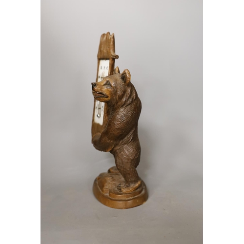 1466 - A Black Forest carved bear thermometer, 31cm