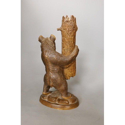 1466 - A Black Forest carved bear thermometer, 31cm