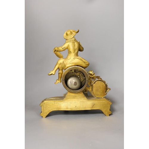 1469 - A 19th century French gilt brass figural mantel clock a.f., 32cm