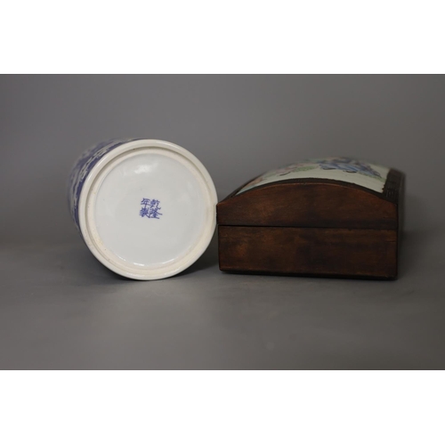 1471 - Three Chinese porcelain mounted boxes and three other Chinese pieces