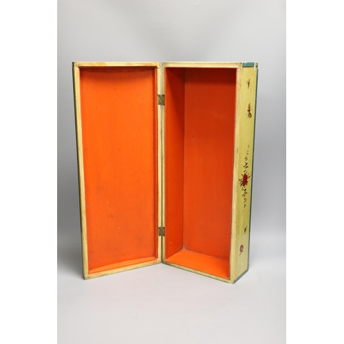 1486 - An early 20th century Japanned box and cover, 51cm wide