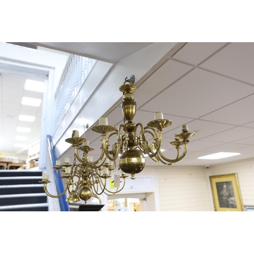 1490 - Two brass chandeliers