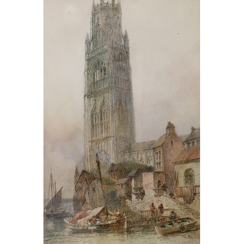 1550 - Paul Marny (1829-1914), pair of watercolours, Rouen cathedral scenes, signed, 47 x 30cm