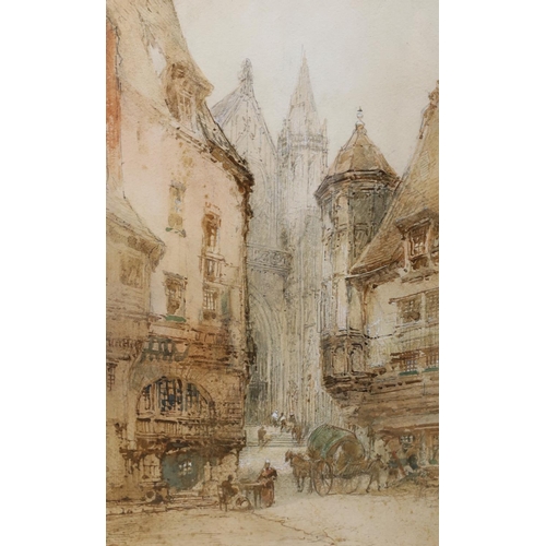 1550 - Paul Marny (1829-1914), pair of watercolours, Rouen cathedral scenes, signed, 47 x 30cm