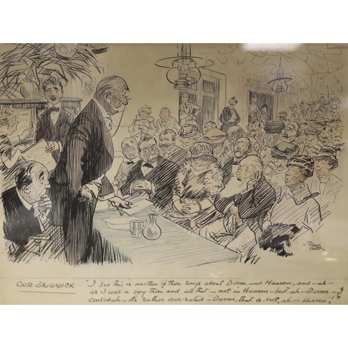 1553 - Frank Hart (1878-1959), two original ink and watercolour cartoons for Punch, 'Our Brigadier' and 'Sm... 