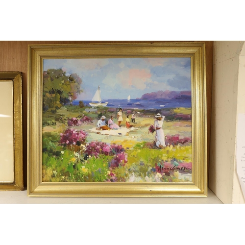 1557 - Alyn Watson, oil on canvas, 'Summer picnic', signed, 50 x 60cm