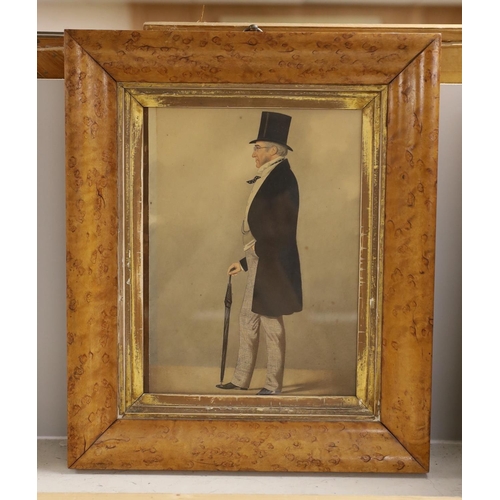 1577 - Attributed to Richard Dighton (1795-1880), watercolour, Portrait of a Victorian gentleman, 26 x 19cm... 