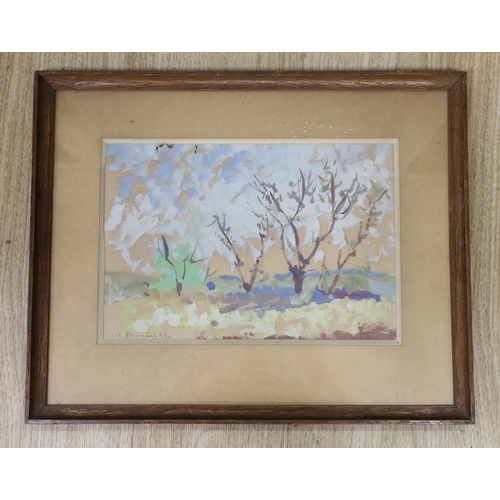 1582 - Michel Dureuil (French, 1929-2011), watercolour, Trees in a landscape, signed and dated '49 with ins... 