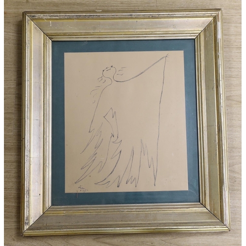 1592 - After Jean Cocteau, lithograph, Sous la manteau de feu, inscribed and dated 1954, 35 x 30cm