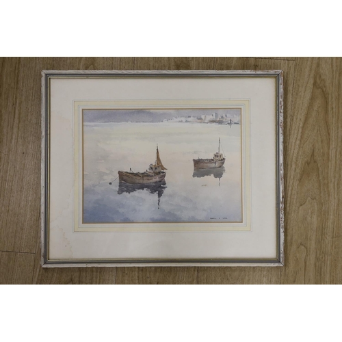 1614 - Francis S. Leke (1912-), watercolour, 'Off Falmouth', signed, 25 x 35cm