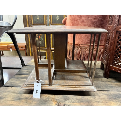 101 - An Edwardian oak table top revolving bookcase, width 37cm, height 31cm