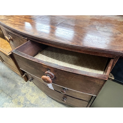 112 - A Regency mahogany bow front chest of drawers, width 105cm, depth 55cm, height 103cm