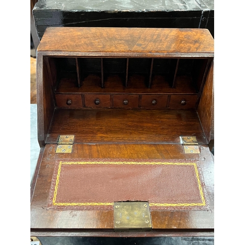 117 - A miniature George III style banded mahogany bureau, width 31cm, depth 19cm, height 36cm