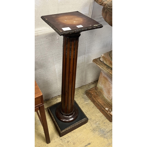 139 - An Edwardian mahogany gilt metal mounted pedestal, height 106cm