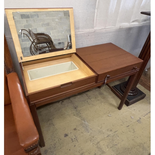 143 - A mid century design teak dressing table, width 100cm, depth 45cm, height 72cm